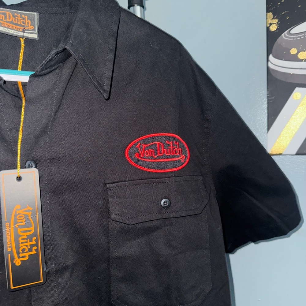 BLACK AND RED VON DUTCH MECHANIC TEE